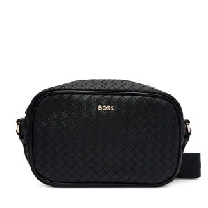 Torebka BOSS. Czarne listonoszki Boss, bez wzorów, bez dodatków. Za 599,99 zł.