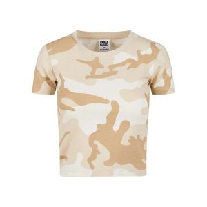 T-shirt Damski Camo Cropped. Brązowe t-shirty Urban Classics, s, bez wzorów, bez kołnierzyka, bez ramiączek. Za 49,99 zł.