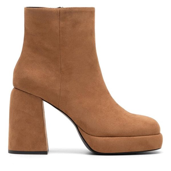 Botki Jenny Fairy. Brązowe botki Jenny Fairy, bez wzorów, bez obcasa, na słupku, bez zapięcia. Za 109,99 zł.