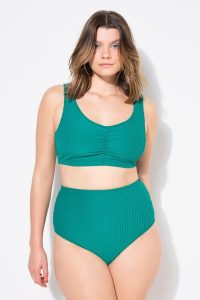 Damskie Figi od bikini figi wysoki stan fakturowany materiał. Zielone figi Ulla Popken, bez wzorów, z elastanu. Za 101,99 zł.