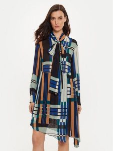 Sisley Sukienka koszulowa 4YBMLV065 Kolorowy Regular Fit. Kombinezony Sisley, bez wzorów, z wiskozy, bez kołnierzyka, bez ramiączek. Za 329,99 zł.