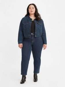 Levi´s Dżinsy "501® Crop" - Straight fit - w kolorze granatowym rozmiar: W42. Niebieskie jeansy z aplikacjami, z podwyższonym stanem. Za 136,13 zł.