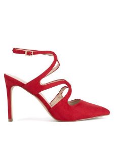 DeeZee Szpilki WYL3616-5 Czerwony. Czerwone sandały DeeZee, bez wzorów, z materiału, bez obcasa. Za 87,99 zł.