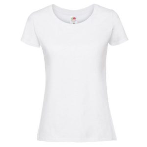 Koszulka Damska Iconic 190. Białe bluzki FRUIT OF THE LOOM, s, bez wzorów, sportowe, bez kołnierzyka, bez ramiączek. Za 34,99 zł.
