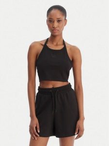 Reebok Top Tatianna RK25494CCW Czarny Slim Fit. Czarne topy Reebok, s, bez wzorów, z bawełny, bez kołnierzyka, bez ramiączek. Za 79,99 zł.