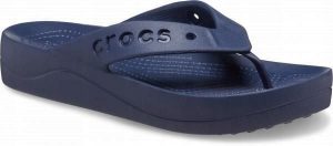 Japonki Dla Dorosłych Crocs Baya Platform Flip. Niebieskie klapki Crocs, bez wzorów, z materiału, bez obcasa. Za 99,99 zł.