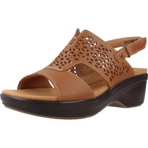 Sandały CLARKS TULEAH SUN Brązowy. Brązowe sandały Clarks, bez wzorów, ze skóry, bez obcasa, bez zapięcia. Za 304,99 zł.