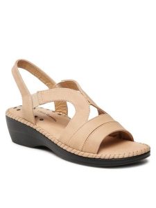 Clara Barson Sandały WSS20490-01 Beżowy. Brązowe sandały Clara Barson, bez wzorów, ze skóry, bez obcasa, na koturnie, bez zapięcia. Za 119,99 zł.