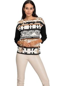 Heine Koszulka w kolorze karmelowo-czarnym rozmiar: 42. Brązowe bluzki Heine, bez wzorów, bez kołnierzyka, bez ramiączek. Za 56,93 zł.