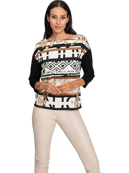 Heine Koszulka w kolorze karmelowo-czarnym rozmiar: 42. Brązowe bluzki Heine, bez wzorów, bez kołnierzyka, bez ramiączek. Za 91,56 zł.