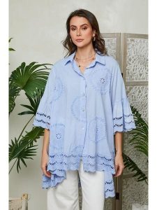 Lin Passion Koszula w kolorze błękitnym rozmiar: 36/38. Niebieskie koszule Lin Passion, bez wzorów, z bawełny, bez kołnierzyka, bez ramiączek. Za 173,99 zł.