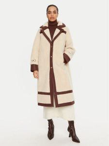 Liu Jo Kożuch TF4141 E0903 Écru Regular Fit. Płaszcze Liu Jo, xl, bez wzorów, z syntetyku, bez kaptura. Za 979,00 zł.