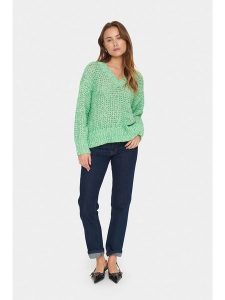 SAINT TROPEZ Sweter w kolorze zielonym rozmiar: L. Zielone swetry oversize Saint Tropez, l, bez wzorów, ze splotem, bez ramiączek. Za 173,99 zł.