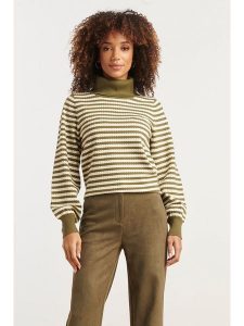 Smashed Lemon Sweter w kolorze oliwkowo-kremowym rozmiar: S. Brązowe golfy Smashed Lemon, bez wzorów. Za 126,99 zł.