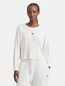 HUGO Bluzka piżamowa Heart 50566668 Kremowy Relaxed Fit. Białe piżamy Hugo, bez wzorów, bez ramiączek. Za 354,99 zł.