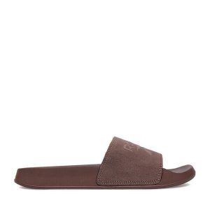 Klapki Reebok. Brązowe klapki Reebok, bez wzorów, bez obcasa. Za 99,99 zł.