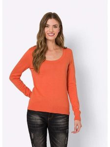 Heine Sweter w kolorze pomarańczowym rozmiar: 40. Pomarańczowe swetry oversize Heine, bez wzorów, z bawełny, bez ramiączek. Za 78,99 zł.