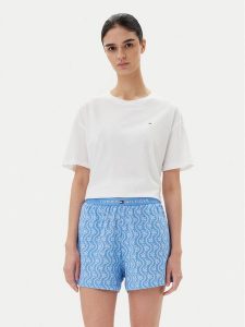 Tommy Hilfiger Piżama UW0UW05760 Niebieski Regular Fit. Niebieskie piżamy TOMMY HILFIGER, bez wzorów, z bawełny, bez ramiączek. Za 179,99 zł.