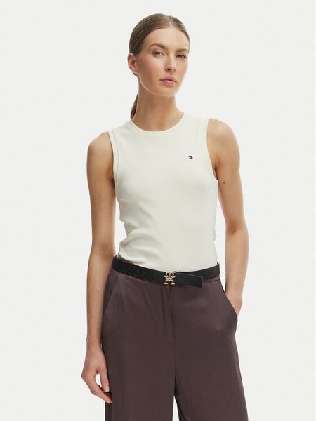 Tommy Hilfiger T-Shirt WW0WW49250 Écru Slim Fit. Białe t-shirty TOMMY HILFIGER, xxs, bez wzorów, z bawełny, bez kołnierzyka, bez ramiączek. Za 289,99 zł.