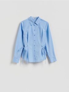 Koszula z wiązaniami - jasnoniebieski. Niebieskie koszule Reserved, l, bez wzorów, z bawełny, bez kołnierzyka, bez ramiączek. Za 99,99 zł.