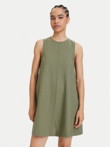 Tommy Jeans Sukienka letnia DW0DW22343 Zielony A-Line Fit. Zielone kombinezony Tommy Jeans, na lato, xl, bez wzorów, z jeansu, bez kołnierzyka, bez ramiączek. Za 409,99 zł.