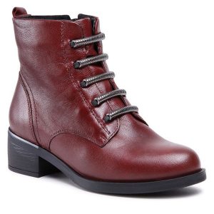 Trzewiki Lasocki. Czerwone botki Lasocki, bez wzorów, bez obcasa, na słupku, bez zapięcia. Za 279,99 zł.