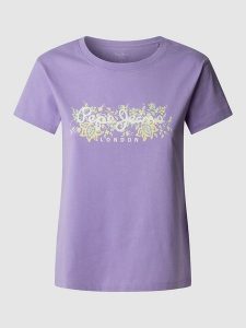 Pepe Jeans Koszulka "Ava" w kolorze fioletowym rozmiar: XL. Różowe bluzki Pepe Jeans, xl, bez wzorów, z bawełny, bez kołnierzyka, bez ramiączek. Za 96,60 zł.