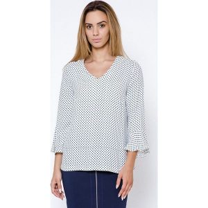 Bluzka w kolorze biało-czarnym ze wzorem. Bluzki marki Far Far Fashion. W wyprzedaży za 79,95 zł.