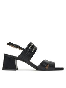 Caprice Sandały 9-28301-44 Czarny. Czarne sandały Caprice, bez wzorów, ze skóry, bez obcasa, na słupku, bez zapięcia. Za 217,99 zł.