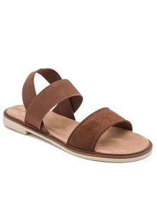 Sixth Sens Sandały w kolorze jasnobrązowym rozmiar: 36. Brązowe sandały Sixth Sens, bez wzorów, z otwartym noskiem, bez obcasa, bez zapięcia. Za 100,99 zł.