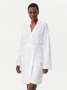 DKNY Szlafrok YI10046 Biały. Białe szlafroki DKNY, xs, bez wzorów, z bawełny, bez kaptura. Za 299,99 zł.