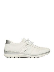 Rieker Półbuty CEO-L32F3-80 Écru. Półbuty Rieker, bez wzorów, ze skóry, bez obcasa, na płaskiej podeszwie, bez zapięcia. Za 359,99 zł.