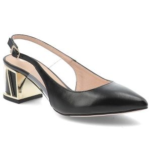 Czarne Czółenka Armodo Eleganckie Obuwie Damskie. Czarne czółenka Armodo, z aplikacjami, ze skóry, ze szpiczastym noskiem, bez obcasa, na obcasie, bez zapięcia. Za 329,00 zł.