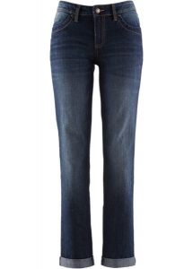 Dżinsy ze stretchem straight, mid waist. Czarne jeansy bonprix, bez wzorów, z jeansu. Za 82,99 zł.