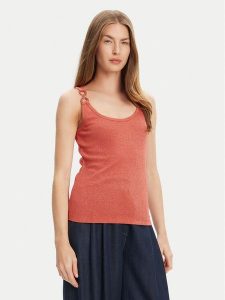 Morgan Top 251-DIDONI Różowy Slim Fit. Czerwone topy Morgan, xs, bez wzorów, z wiskozy, bez kołnierzyka, bez ramiączek. Za 99,99 zł.