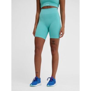 Damskie wysokie legginsy bezszwowe Hummel Alive. Niebieskie legginsy Hummel, bez wzorów, z materiału. Za 152,50 zł.