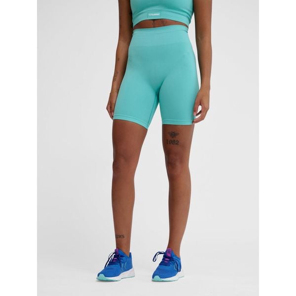 Damskie wysokie legginsy bezszwowe Hummel Alive. Niebieskie legginsy Hummel, bez wzorów, z materiału. Za 160,50 zł.