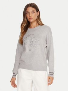 Guess Sweter W5BR42 Z26I2 Szary Relaxed Fit. Szare swetry klasyczne Guess, xl, z wiskozy, bez kołnierzyka. Za 369,99 zł.