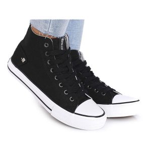 Damskie Wysokie Trampki Big Star DD274330 Czarne. Czarne trampki bez wzorów, z materiału, bez zapięcia. Za 180,71 zł.
