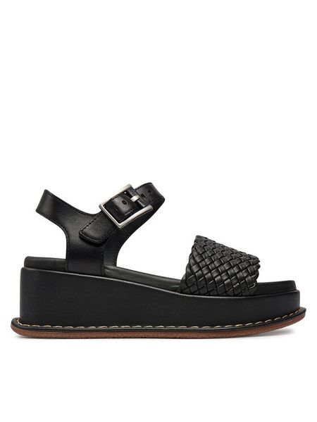 Clarks Sandały Kimmei Bay 26176403 Czarny. Czarne sandały Clarks, bez wzorów, ze skóry, bez obcasa, na koturnie, bez zapięcia. Za 359,99 zł.