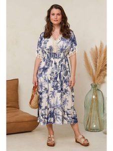 Curvy Lady Sukienka w kolorze granatowo-kremowym rozmiar: 44/46. Brązowe sukienki Curvy Lady, bez wzorów, z wiskozy, klasyczne, bez kołnierzyka, bez ramiączek, maxi. Za 158,10 zł.