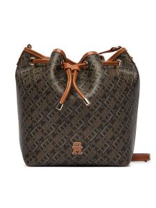 Tommy Hilfiger Torebka Th Monoplay Bucket Le AW0AW18847 Czarny. Czarne torebki klasyczne TOMMY HILFIGER, bez wzorów, ze skóry, bez dodatków. Za 699,99 zł.