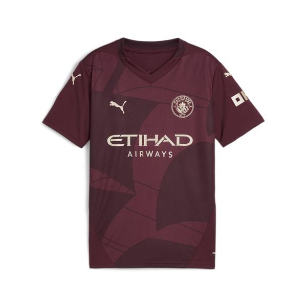 Młodzieżowa koszulka Manchester City 24/25 PUMA Dark Jasper Red. Czerwona bluzki Puma, m, bez wzorów, młodzieżowe, bez kołnierzyka, bez ramiączek. W wyprzedaży za 242,25 zł.