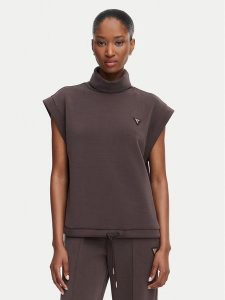 Guess Bluza V6YQ18 K4318 Brązowy Regular Fit. Brązowe bluzy Guess, m, z aplikacjami, z syntetyku, bez kaptura. Za 294,99 zł.
