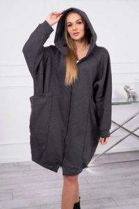 Bluza ocieplana oversize grafitowa. Szare bluzy KESI, l, bez wzorów, z bawełny, bez kaptura. Za 334,56 zł.
