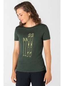 Super.natural Koszulka "Skiing" w kolorze ciemnozielonym rozmiar: XS. Brązowe bluzki super.natural, xs, bez wzorów, z wełny, bez kołnierzyka, bez ramiączek. Za 100,99 zł.