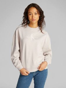 CALVIN KLEIN JEANS Bluza w kolorze kremowym rozmiar: 3XL. Brązowe bluzy Calvin Klein Jeans, xl, bez wzorów, z bawełny, bez kaptura. Za 184,46 zł.