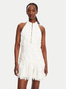 Bardot Sukienka koktajlowa Remy 59845DB Biały Slim Fit. Białe kombinezony Bardot, bez wzorów, z syntetyku, wizytowe, bez kołnierzyka, bez ramiączek. Za 399,99 zł.