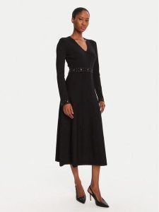 TWINSET Sukienka dzianinowa 252TP3271 Czarny Regular Fit. Czarne sukienki Twinset, m, bez wzorów, z dzianiny, bez kołnierzyka, bez ramiączek. Za 623,99 zł.