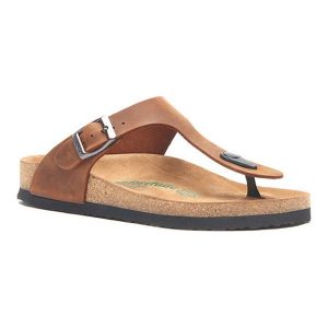 Comfortfusse Skórzane japonki w kolorze brązowym rozmiar: 37. Brązowe klapki Comfortfüße, bez wzorów, ze skóry, z otwartym noskiem, bez obcasa. Za 252,99 zł.